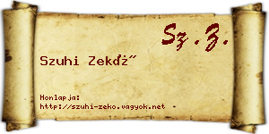 Szuhi Zekő névjegykártya